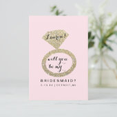 『Will You Be My Bridesmaid Card - Glitリングや輪Fab P』 招待状 (スタンド正面)