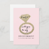 『Will You Be My Bridesmaid Card - Glitリングや輪Fab P』 招待状 (正面/裏面)