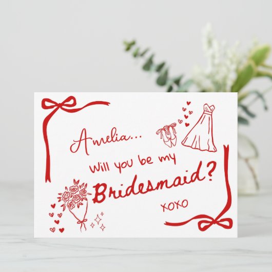 Will you be my Bridesmaid Card Invitation 招待状 (スタンド正面)