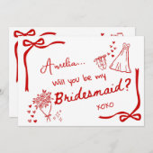 Will you be my Bridesmaid Card Invitation 招待状 (正面/裏面)