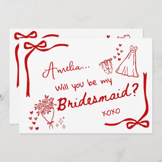 Will you be my Bridesmaid Card Invitation 招待状 (正面/裏面)