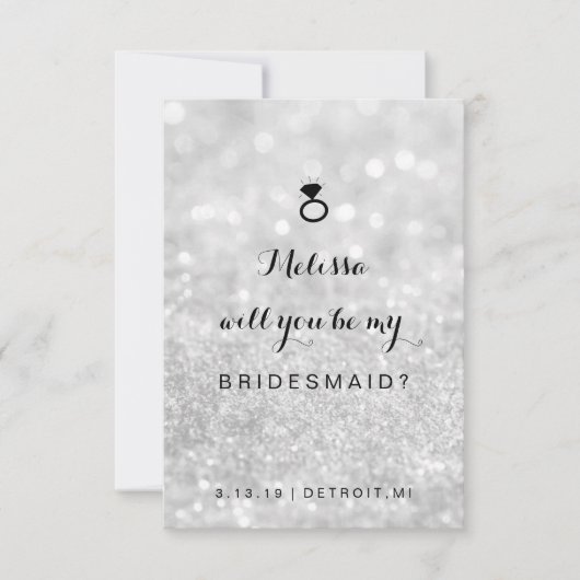 Will You Be My Bridesmaid Card - Lit Fab Silver（英語 招待状 (正面)