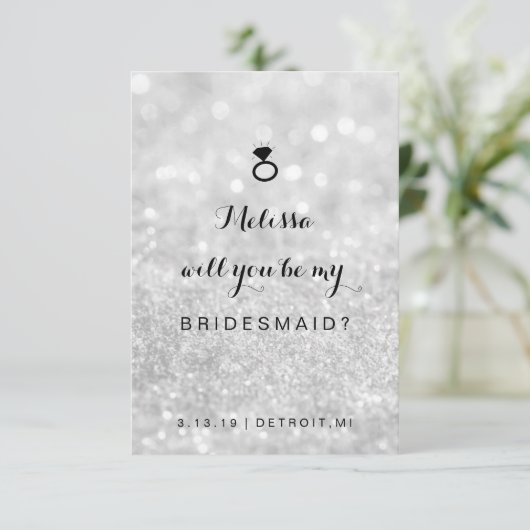 Will You Be My Bridesmaid Card - Lit Fab Silver(英語 招待状 (スタンド正面)