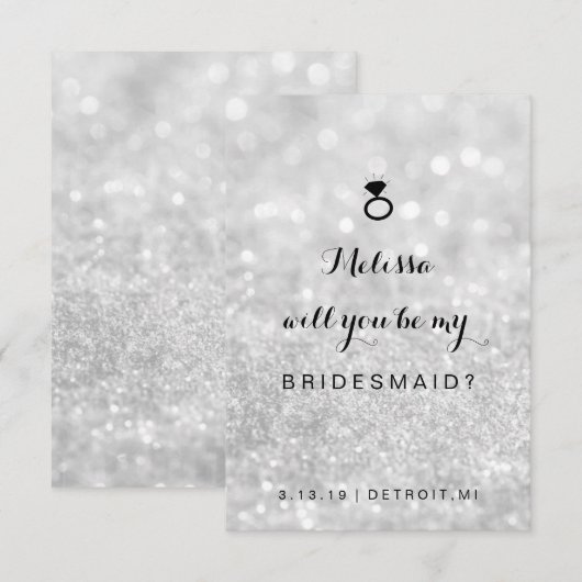 Will You Be My Bridesmaid Card - Lit Fab Silver（英語 招待状 (正面/裏面)