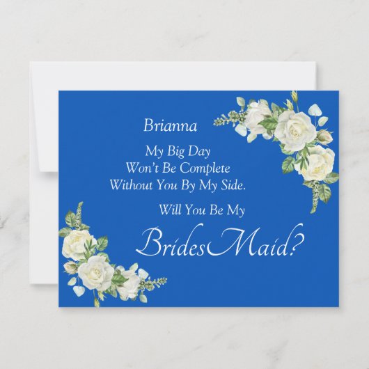 Will You Be My Bridesmaid? Cobalt Blue & White (正面)