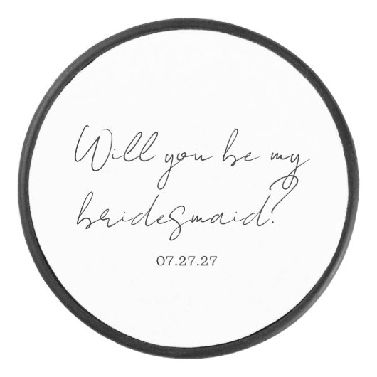 Will You Be My Bridesmaid Custom Cursive アイスホッケーパック (正面)