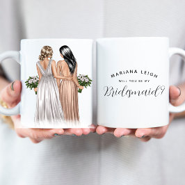 Will you be my Bridesmaid? Girls In Gowns コーヒーマグカップ