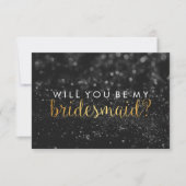 Will You Be My Bridesmaid - Glit Script Fab Black（ 招待状 (正面)
