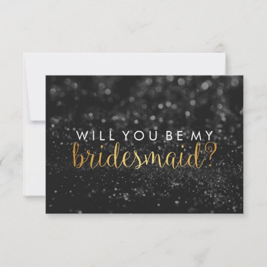 Will You Be My Bridesmaid - Glit Script Fab Black（ 招待状 (正面)