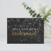 Will You Be My Bridesmaid - Glit Script Fab Black（ 招待状 (スタンド正面)