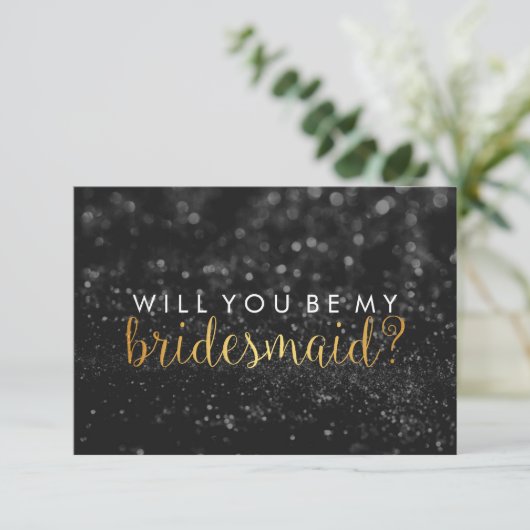 Will You Be My Bridesmaid - Glit Script Fab Black（ 招待状 (スタンド正面)