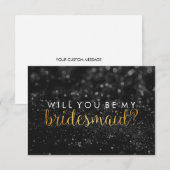 Will You Be My Bridesmaid - Glit Script Fab Black（ 招待状 (正面/裏面)