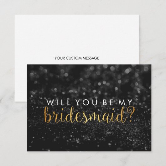 Will You Be My Bridesmaid - Glit Script Fab Black（ 招待状 (正面/裏面)