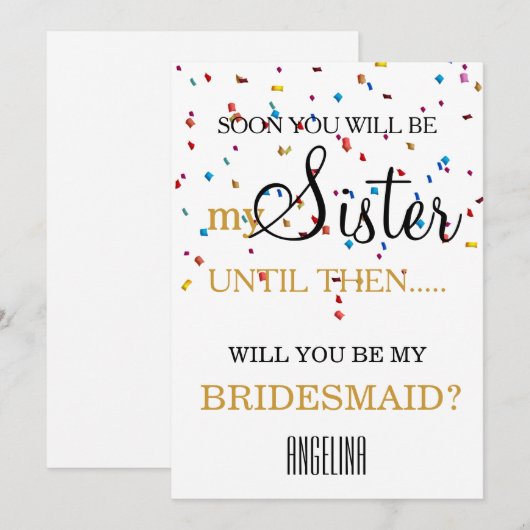 Will you be my bridesmaid? invitation 招待状 (正面/裏面)