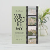 Will You Be My Bridesmaid Photo Green Reel 招待状 (スタンド正面)