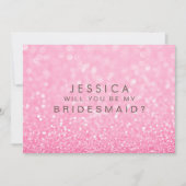Will You Be My Bridesmaid Pink Glitter Card 招待状 (正面)