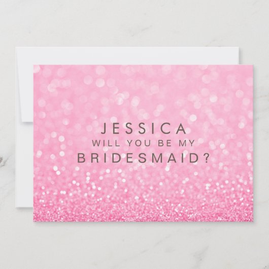 Will You Be My Bridesmaid Pink Glitter Card 招待状 (正面)