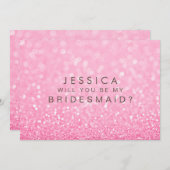 Will You Be My Bridesmaid Pink Glitter Card 招待状 (正面/裏面)