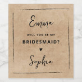 Will you be my Bridesmaid Proposal Wine Label  ワインラベル (シングルラベル)