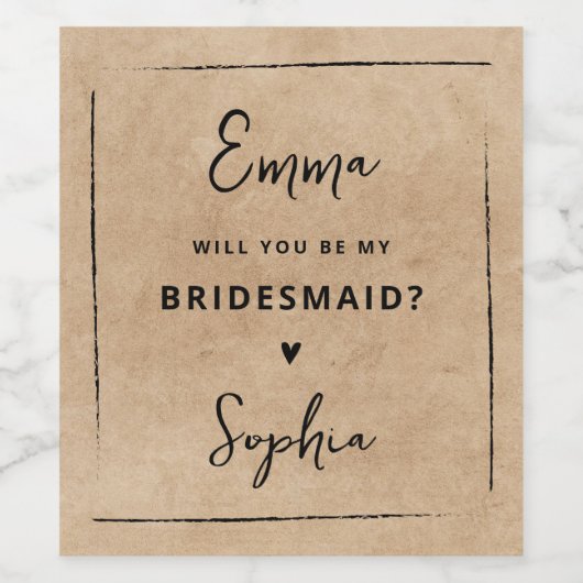 Will you be my Bridesmaid Proposal Wine Label  ワインラベル (シングルラベル)