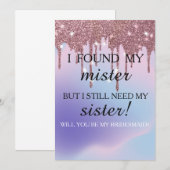 Will you be my bridesmaid? Rose Gold Dripping Invi 招待状 (正面/裏面)