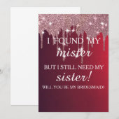 Will you be my bridesmaid? Rose Gold Dripping Invi 招待状 (正面/裏面)