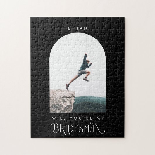 Will you be my Bridesman Minimal Photo Black Arch ジグソーパズル (縦)