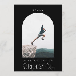 Will you be my Bridesman Minimal Photo Black Arch 招待状