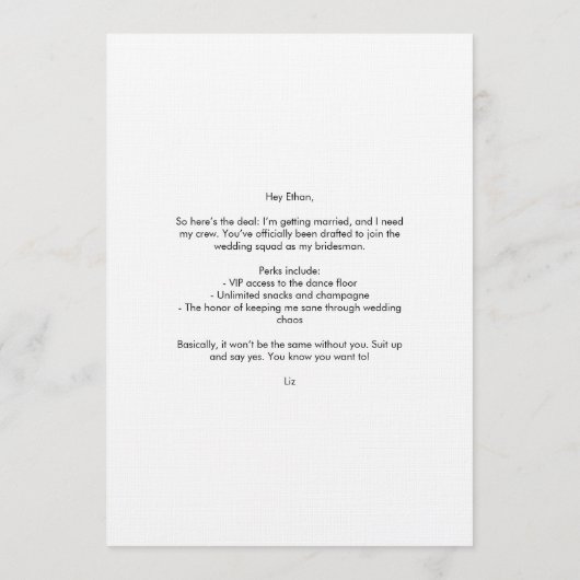 Will you be my Bridesman Minimal Photo Black Arch 招待状 (裏面)