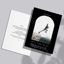 Will you be my Bridesman Minimal Photo Black Arch