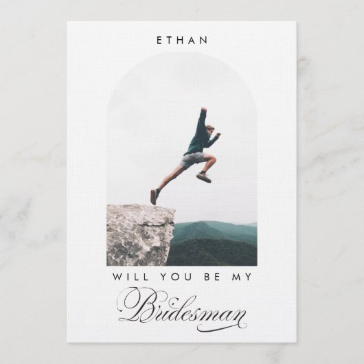 Will you be my Bridesman Minimal Photo Modern Arch 招待状 (正面)