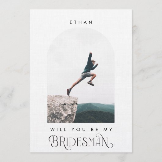 Will you be my Bridesman Minimal Photo Modern Arch 招待状 (正面)