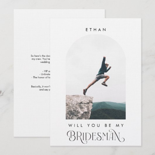 Will you be my Bridesman Minimal Photo Modern Arch 招待状 (正面/裏面)