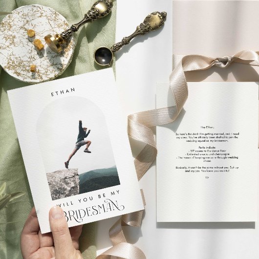 Will you be my Bridesman Minimal Photo Modern Arch 招待状