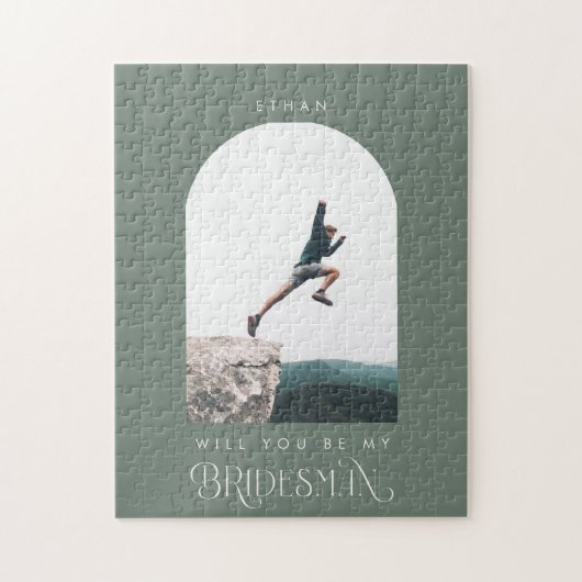 Will you be my Bridesman Minimal Photo Sage Green ジグソーパズル (縦)