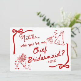 Will you be my Chief Bridesmaid Card Invitation 招待状