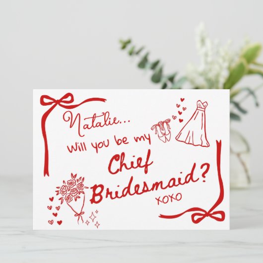 Will you be my Chief Bridesmaid Card Invitation 招待状 (スタンド正面)