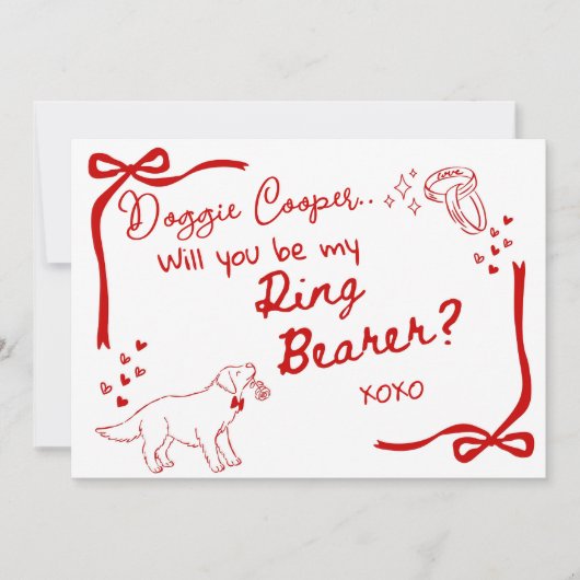 Will you be my Doggie Ring Bearer Card Invitation 招待状 (正面)