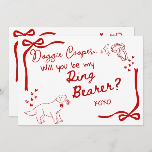 Will you be my Doggie Ring Bearer Card Invitation 招待状 (正面/裏面)