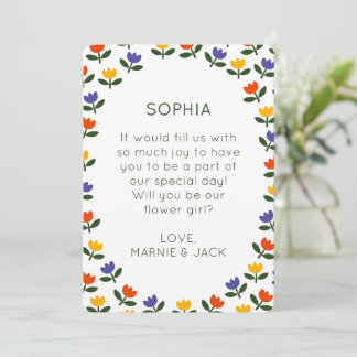 Will You Be My Flower Girl? Modern Tulip Proposal カード
