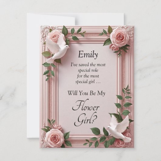 Will You Be My Flower Girl?   Pink Roses & Doves (正面)