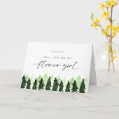 Will you be my Flower Girl Winter Pine Tree カード (黄色い花)