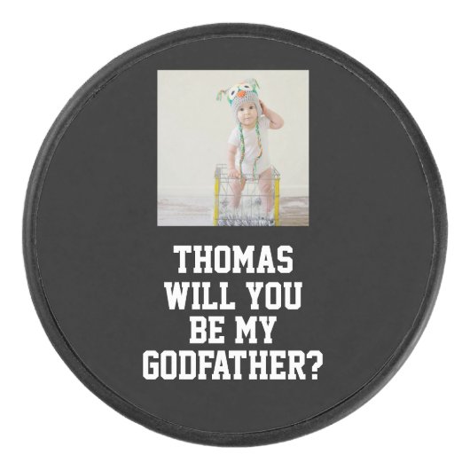 Will You Be My Godfather Godparent Proposal Sports アイスホッケーパック (正面)