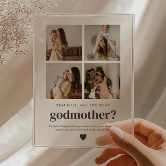 Will You Be My Godmother 4 Photo Proposal Card アクリル招待状