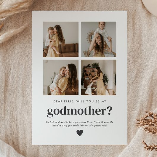 Will You Be My Godmother 4 Photo Proposal Card 招待状