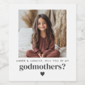 Will You Be My Godmothers Photo Proposal ワインラベル (シングルラベル)