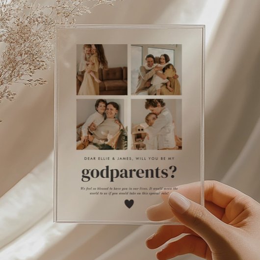 Will You Be My Godparents 4 Photo Proposal Card アクリル招待状