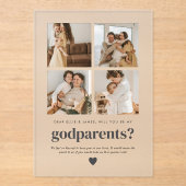 Will You Be My Godparents 4 Photo Proposal Card アクリル招待状 (正面)