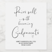 Will You Be My Godparents New Baby Announcement Wi ワインラベル (シングルラベル)