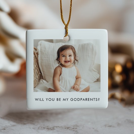 Will You Be My Godparents Photo Proposal セラミックオーナメント
